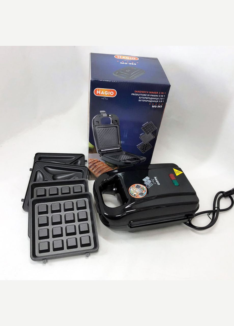Мультимейкер (бутербродница-вафельница-гриль) MG-363, Бутербродница 4в1, Сэндвичница, Мультимейкер Magio (364663689)