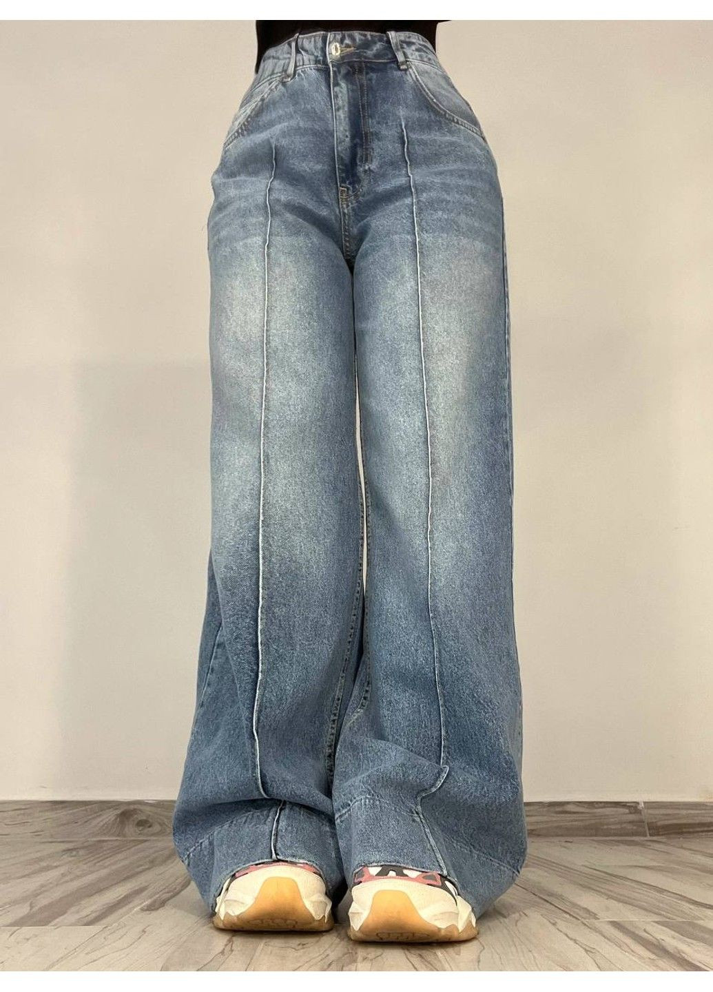 Джинси жіночі 3717-31 PALAZZO jeans вільні палаццо широкі кльош стрілка довгі світло сині Its Basic - (325602823)