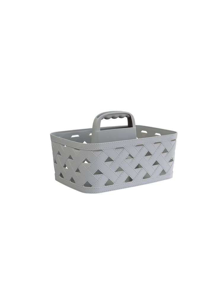 Кошик пластиковий з текстурою шкіри з ручкою коричневий Omak Plastik 50888 (323652563)