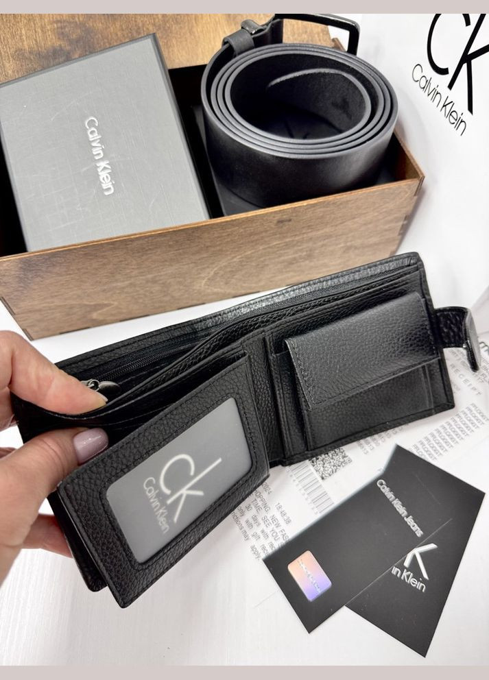 Чоловічий подарунковий набір ремінь і портмоне дерев'яній коробці (451) No Brand (322156851)