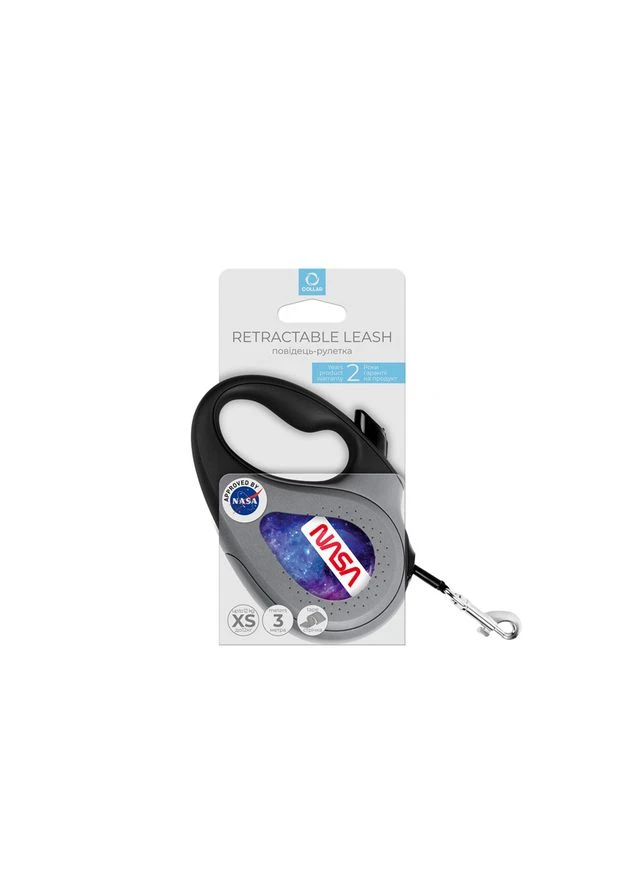Повідець-рулетка для собак WAUDOG R-leash, малюнок "NASA21",, до 12 кг, 3 м, світловідбиваюча стрічка чорний No Brand (363201342)