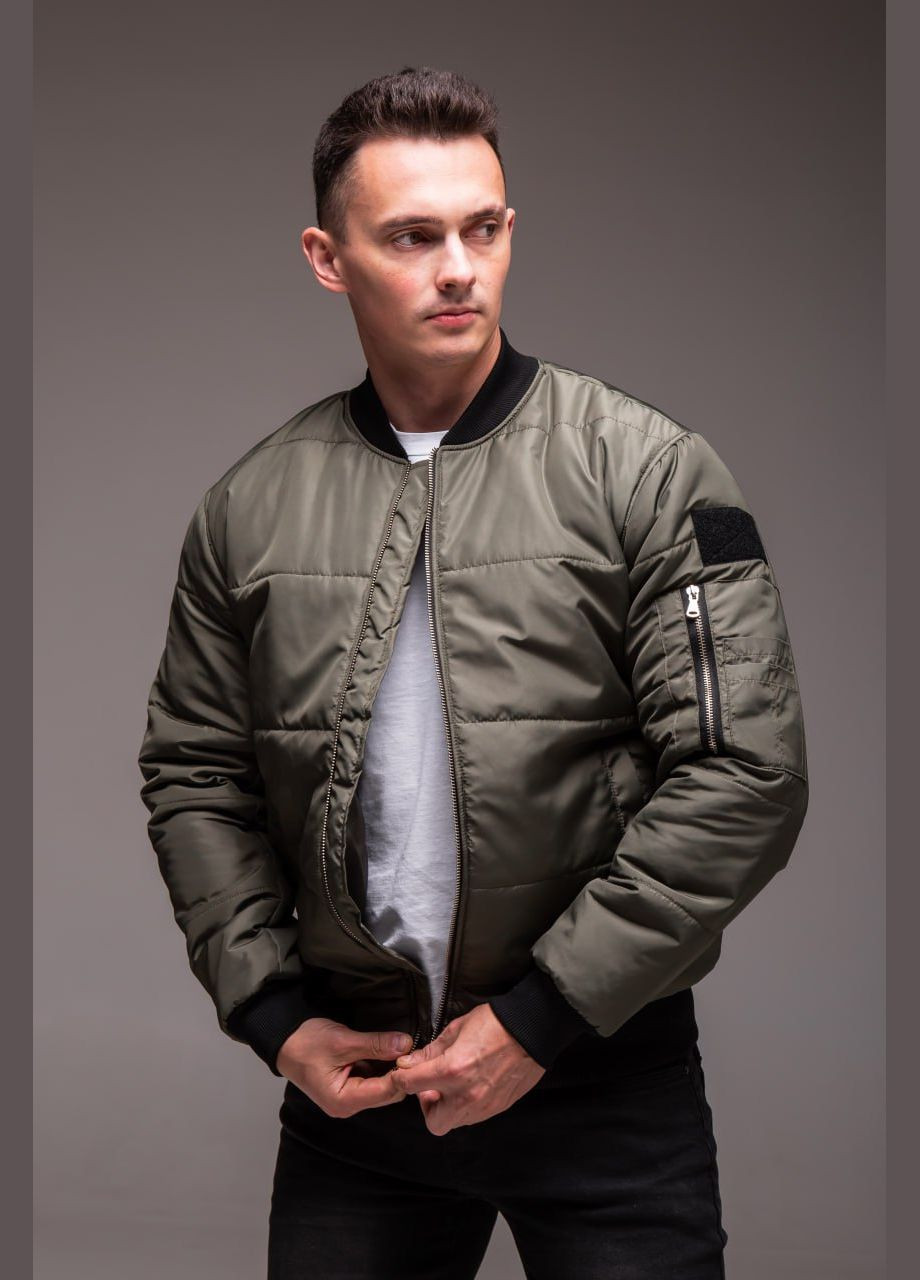 Оливковая (хаки) демисезонная утепленная куртка бомбер Vakko