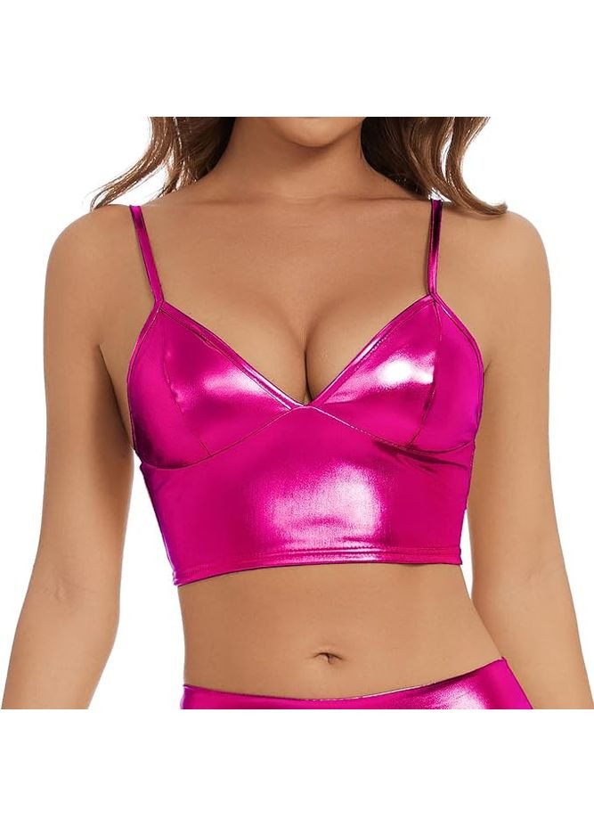 Жіночий металевий кроп-топ: Блискучий V-подібний бра-топ для танців, рейвів, фестивалів, костюмів Gatielzana (338410737)