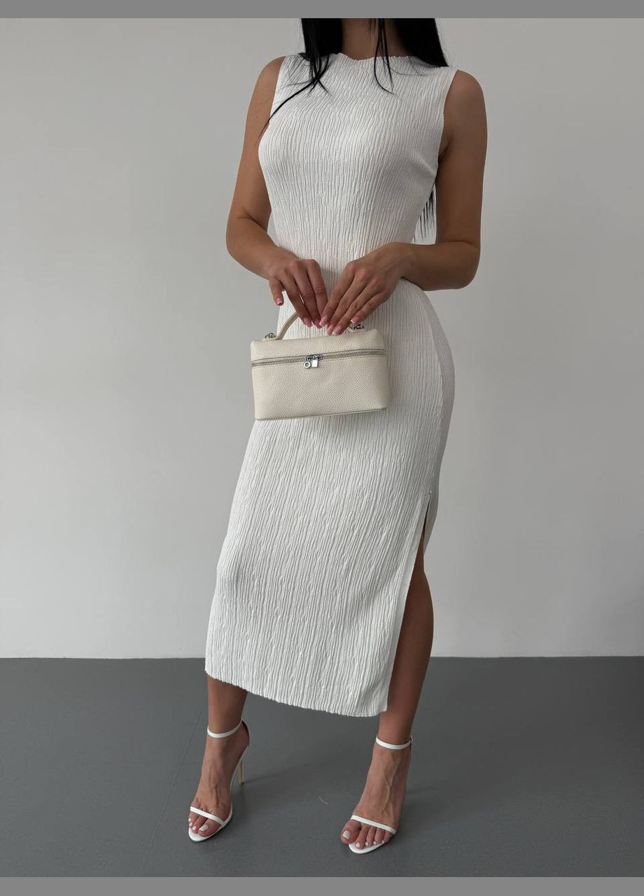 Молочна святковий, кежуал, вечірня стильна базова сукня міді Vakko однотонна