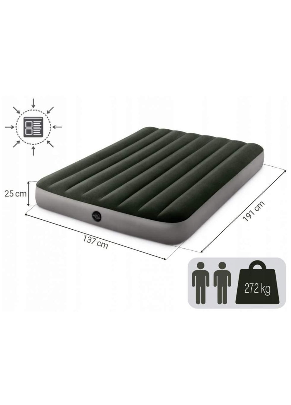 Надувний матрац 191 x 137 x 25 см 64108 PRESTIGE DOWNY Intex (346490512)