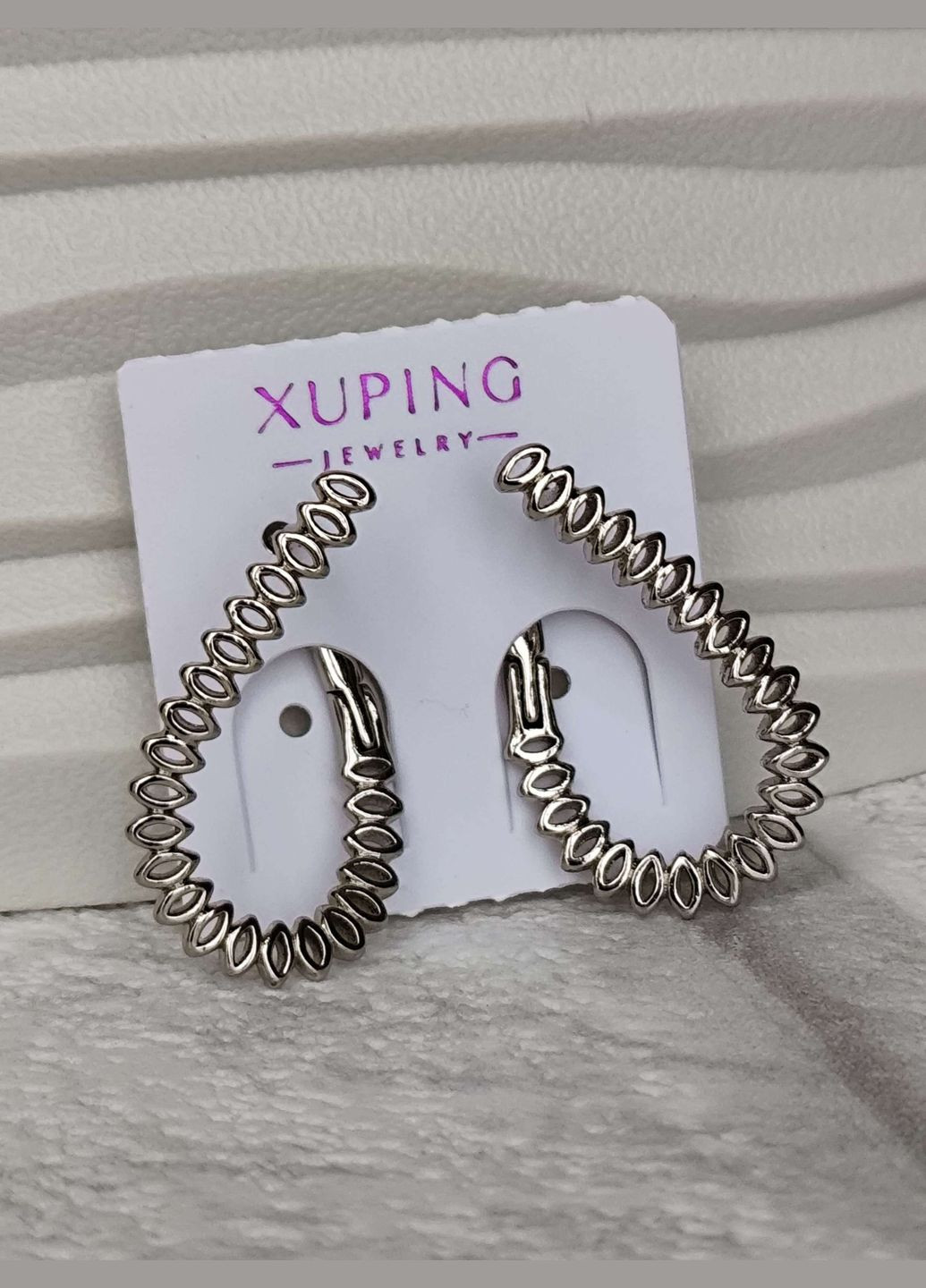Сережки сріблясті пружинки ксюпінг xuping родій медсплав Xuping Jewelry (337503341)