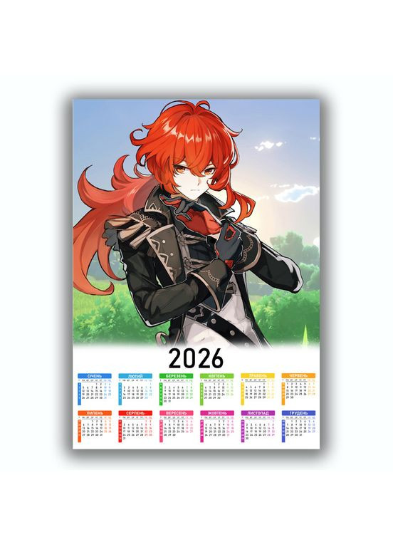 Календарь настенный Дилюк Геншин импакт 42х29 см (data_0011) No Brand (327003043)