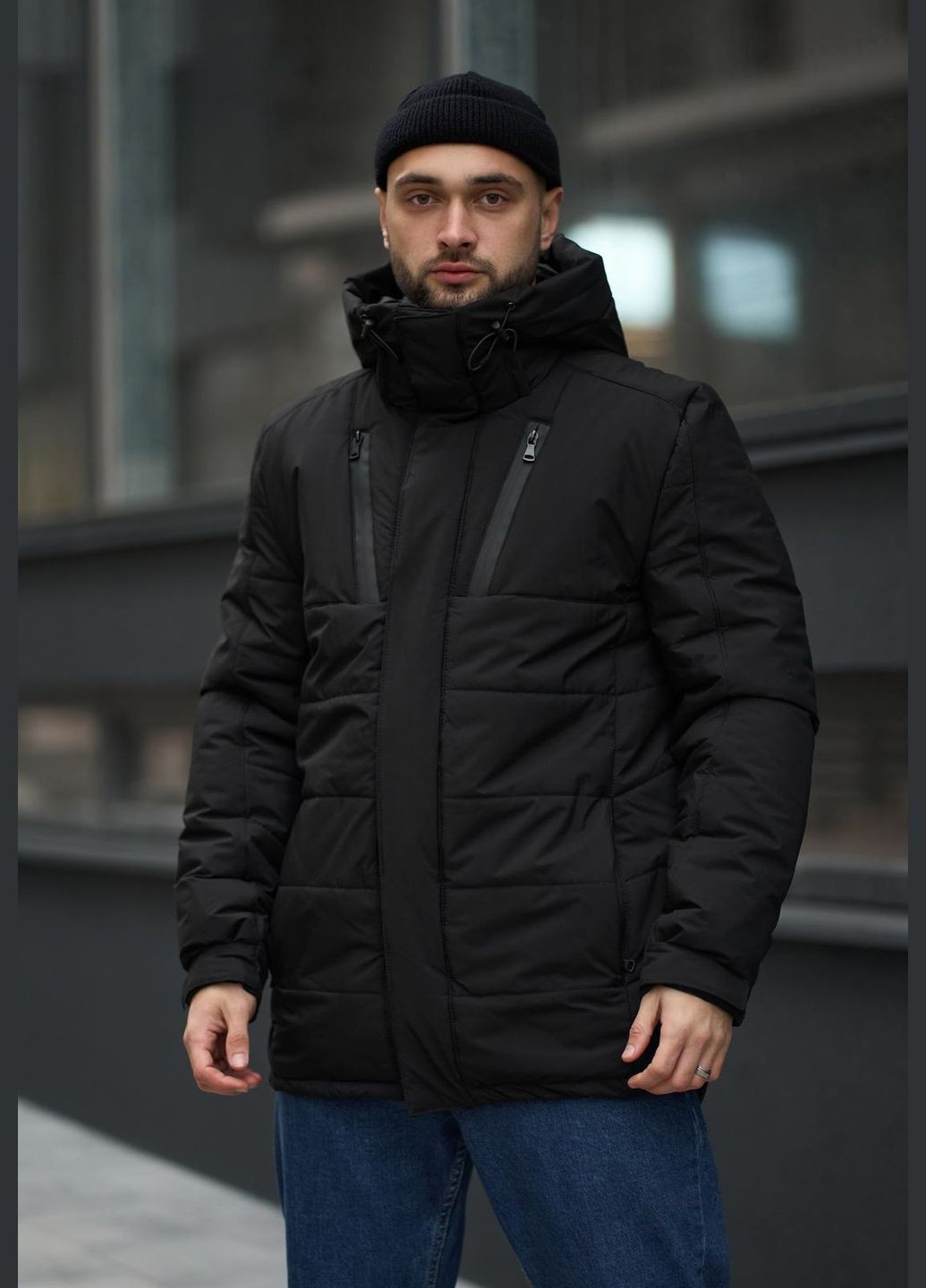 Чорна зимня куртка зимова плащівка з водовідштовхувальним просоченням No Brand