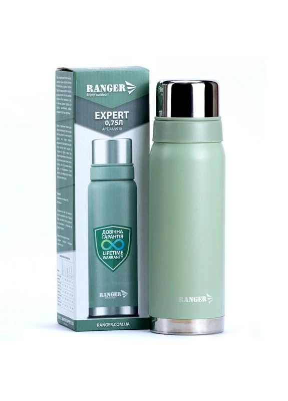 Термос Expert 0,75 L (Арт. RA 9919), нержавіюча сталь, об'єм 0,75 л, колір: оливковий, серийний, 430 г Ranger (397003043)