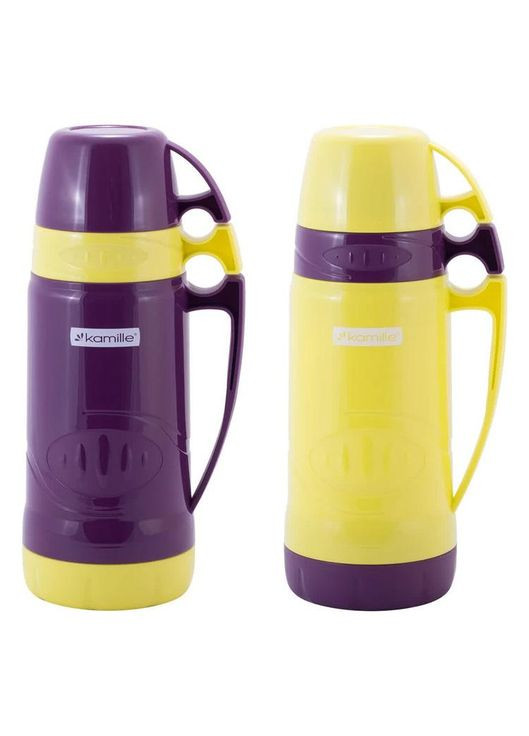 Термос 1000мл скляний із дзеркальною колбою для чаю та кави з чашками Kamille (368991230)