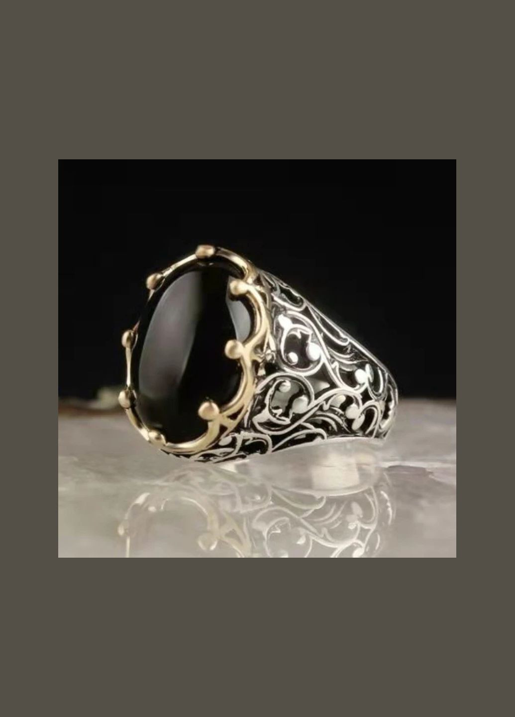 Унікальна розкішна каблучка Імператорської перстень чоловічий з чорним каменем каблучка влади розмір 21 Fashion Jewelry (293942937)