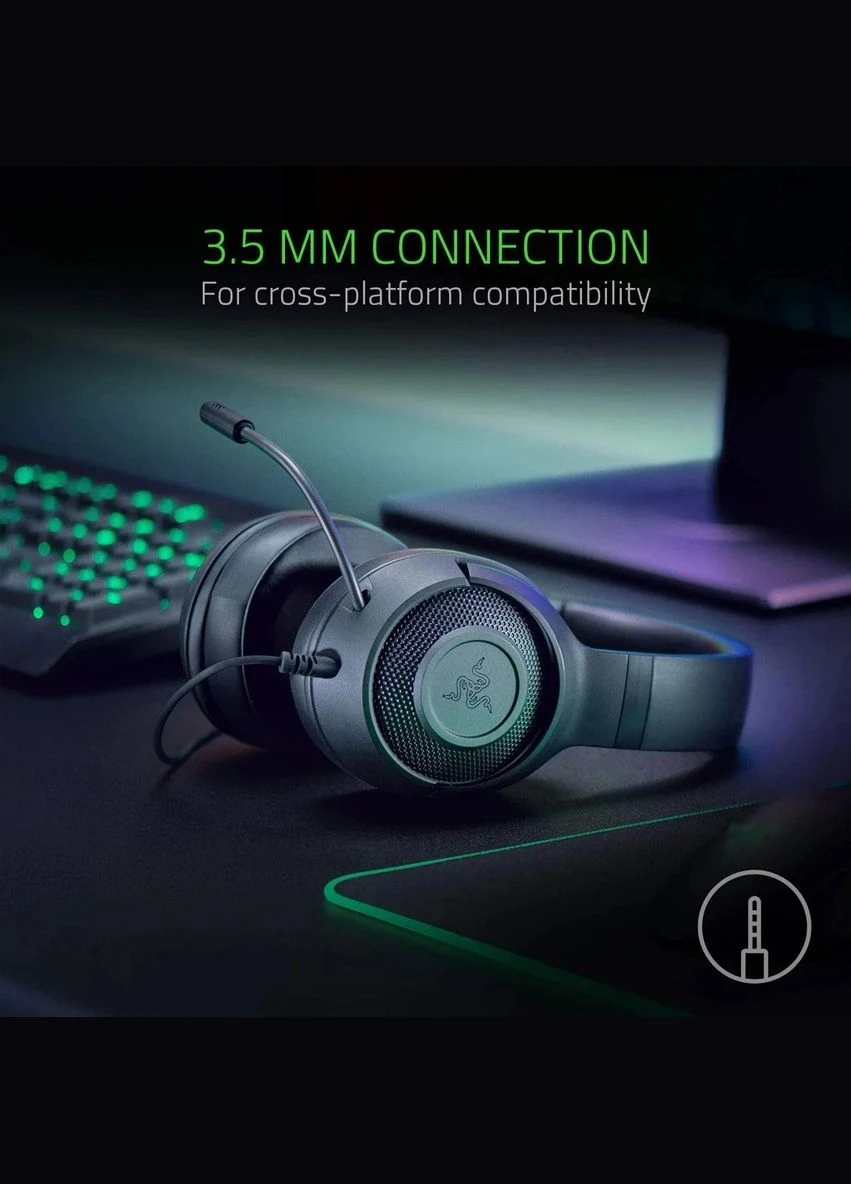 Гарнітура Kraken X Lite Black (RZ04-02950100-R381), 7.1 звук, вага 230 г, ігрова, довжина кабеля 1.3 м Razer (354736016)