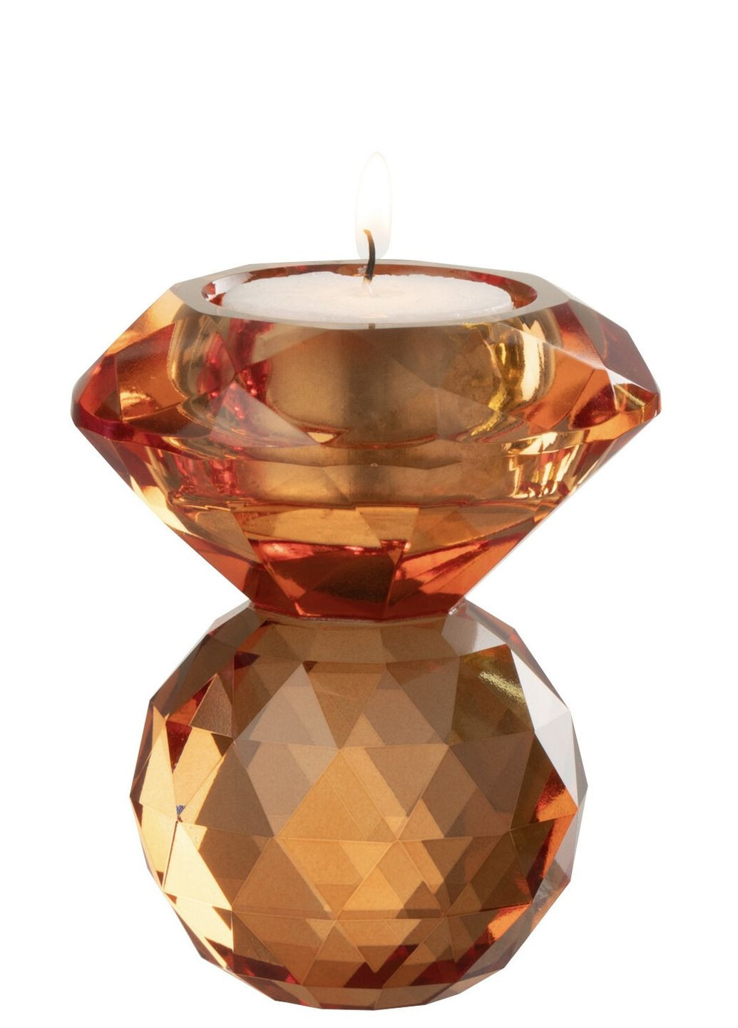Свічник скляний оранжевого кольору висота 10 см (582771) J-Line (354300762)