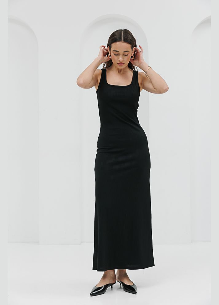 Чорна довга сукня без рукавів Arjen