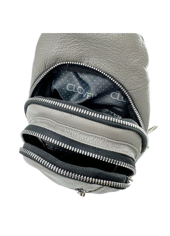 Сумка шкіряна через плече, Слінг, блискавка (Сірий) LQ 816590ж (297743530)