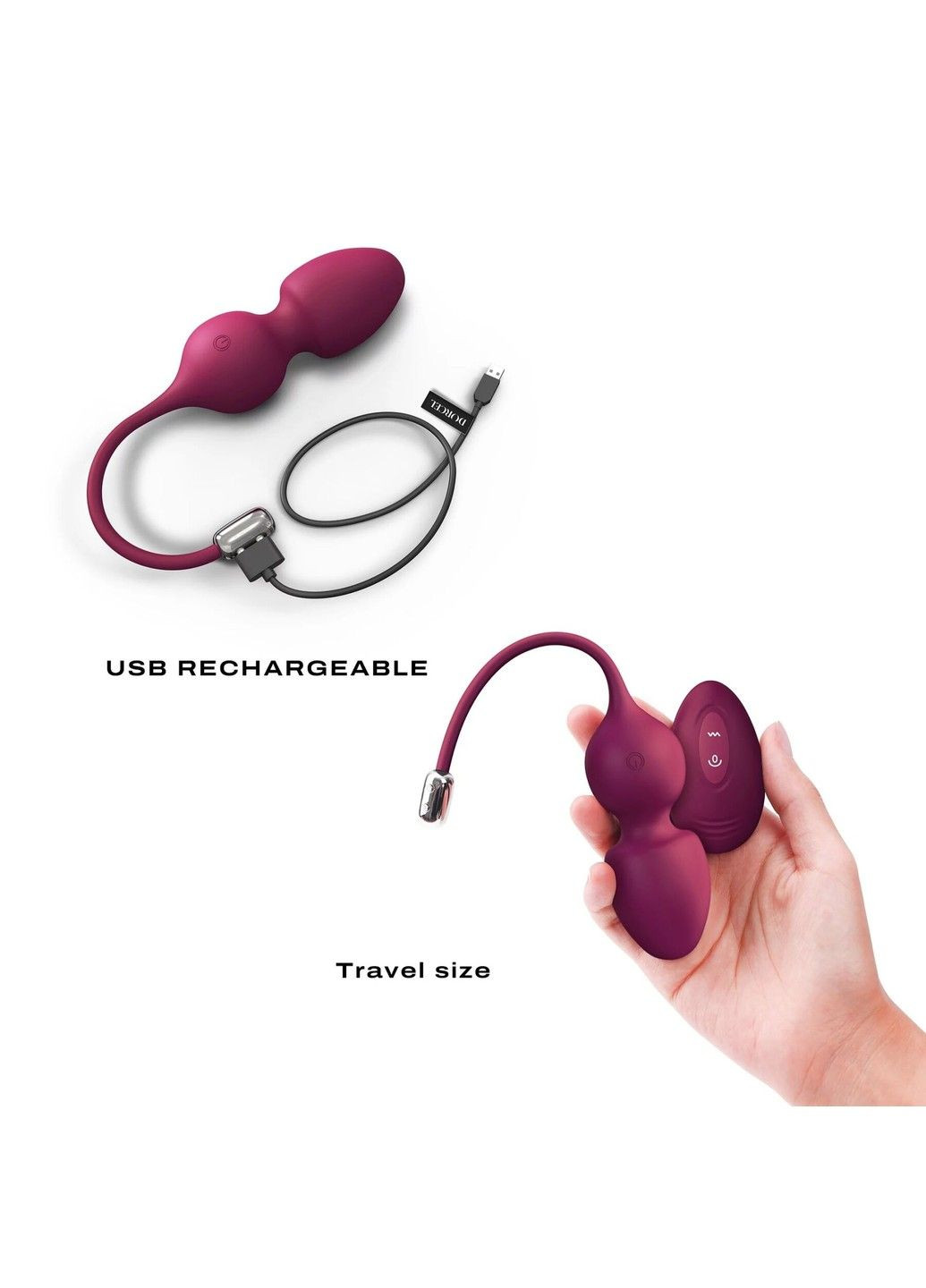 Вагинальные шарики LOVE BALLS PLUM с вибрациями движениями внутреннего шарика пультом ДУ Dorcel (298348874)