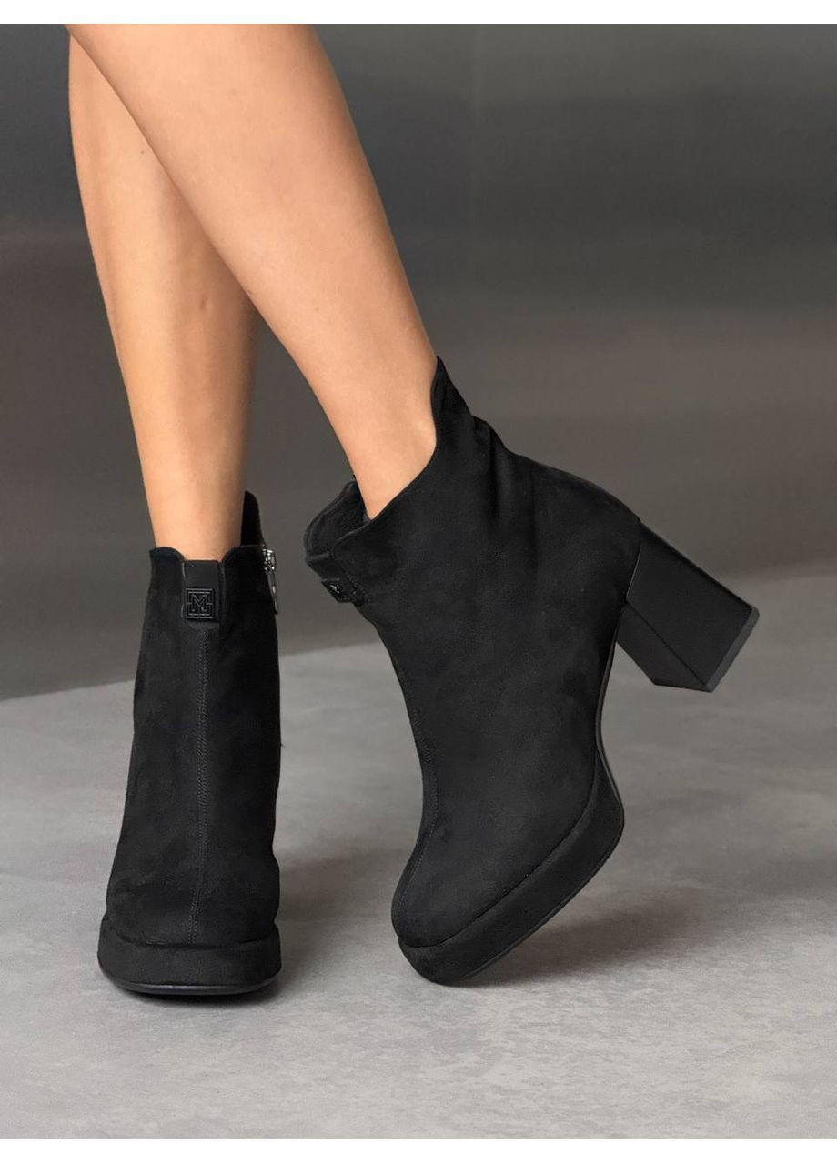 Чорні зимня ефектні жіночі зимові ботильйони No Brand