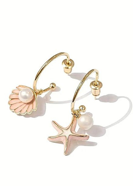 Сережки жіночі Мушля на кільцях No Brand (347250659)