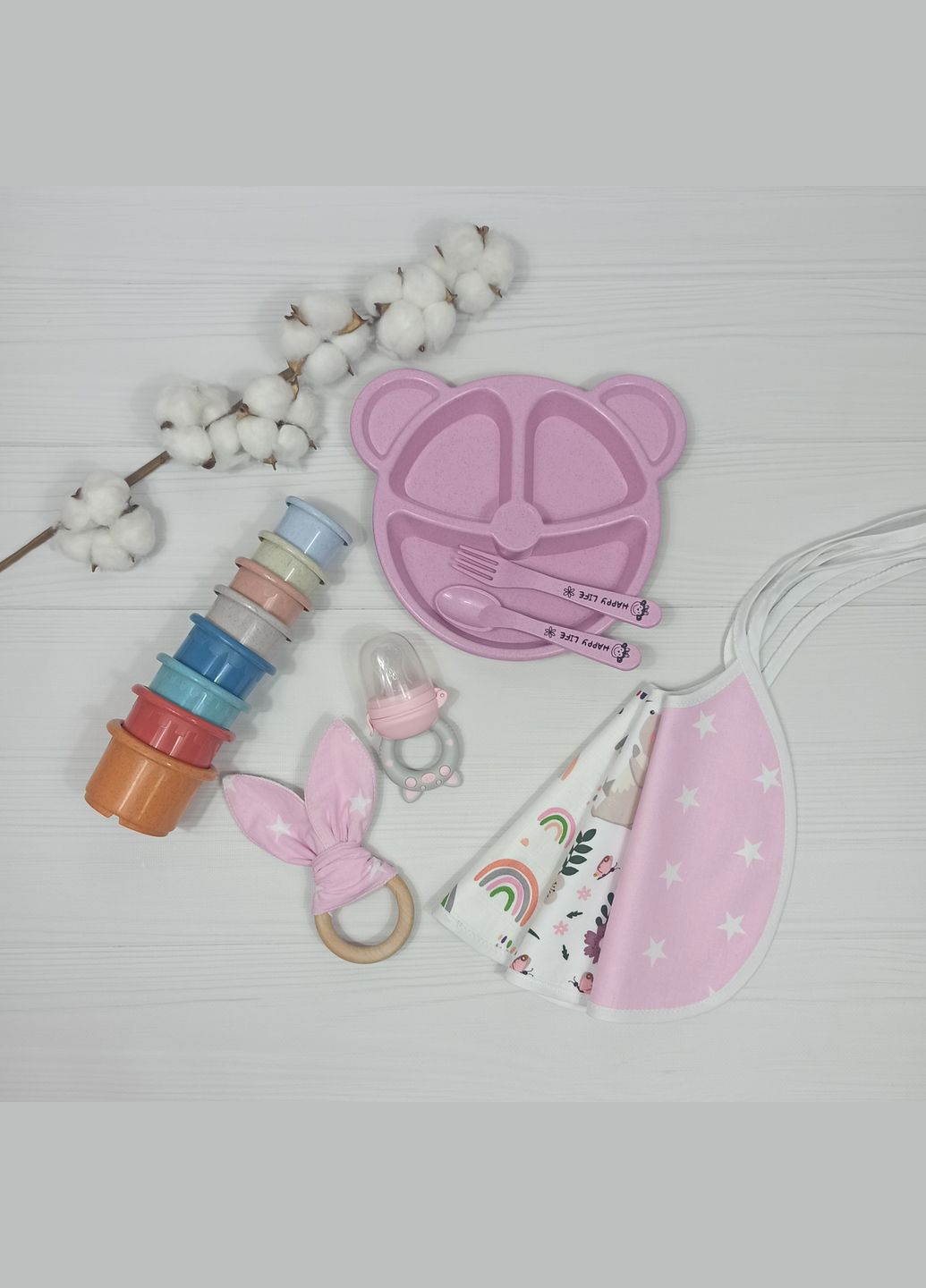 Набор детский с тарелочкой ниблером, пирамидкой a.l.babybox No Brand (308752159)