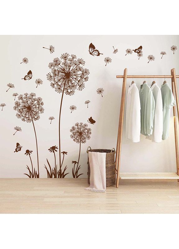 Наклейка на стену Одуванчики виниловая декоративная интерьерная (коричневый) No Brand (366666296)