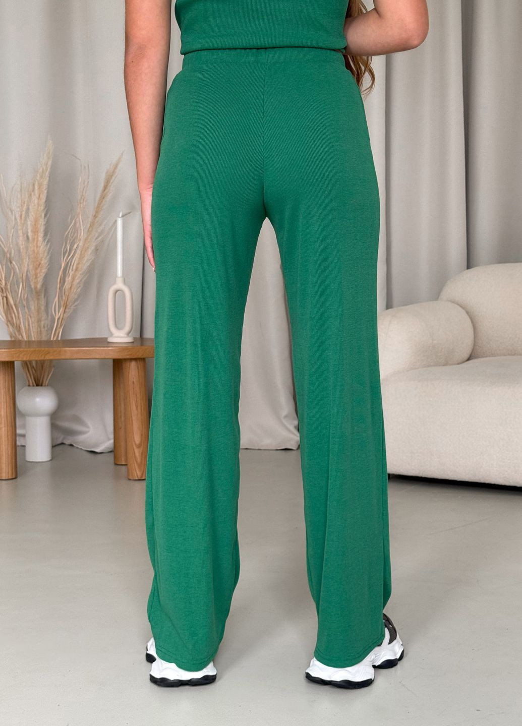 Широкие штаны палаццо в рубчик пояс на резинке Merlini Дженто (323450671)