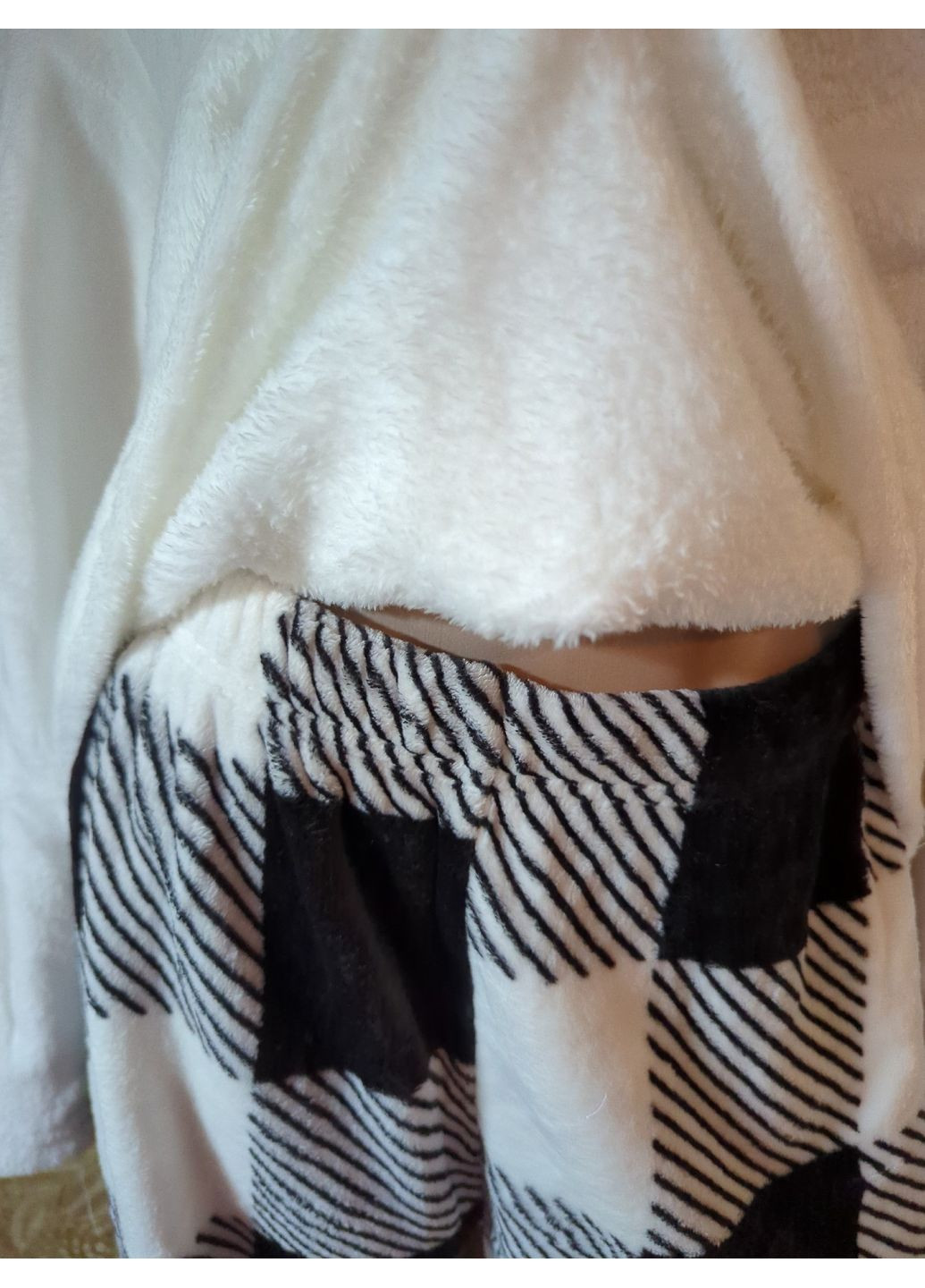 Комбінована тепла жіноча піжама з махри No Brand