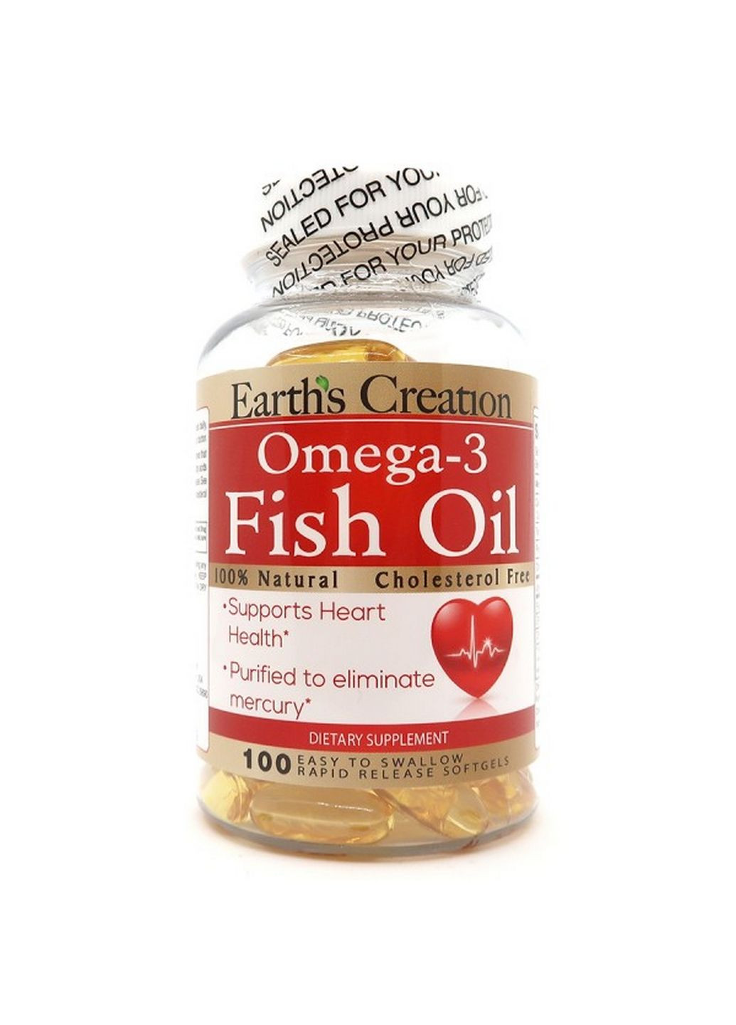 Жирні кислоти Omega-3 1000 mg (Cholesterol Free), 100 капсул Earth's Creation (293341008)