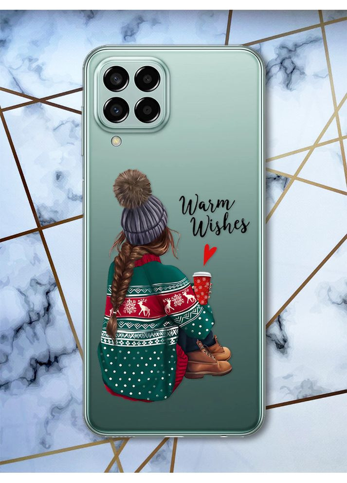 Чехол на Samsung Galaxy M33 5G Девушка с кофе (новогодний принт 136) Creative (362966126)