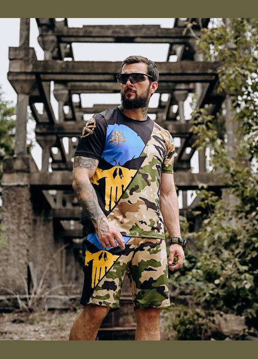 Патріотичний літній чоловічий костюм чорний No Brand