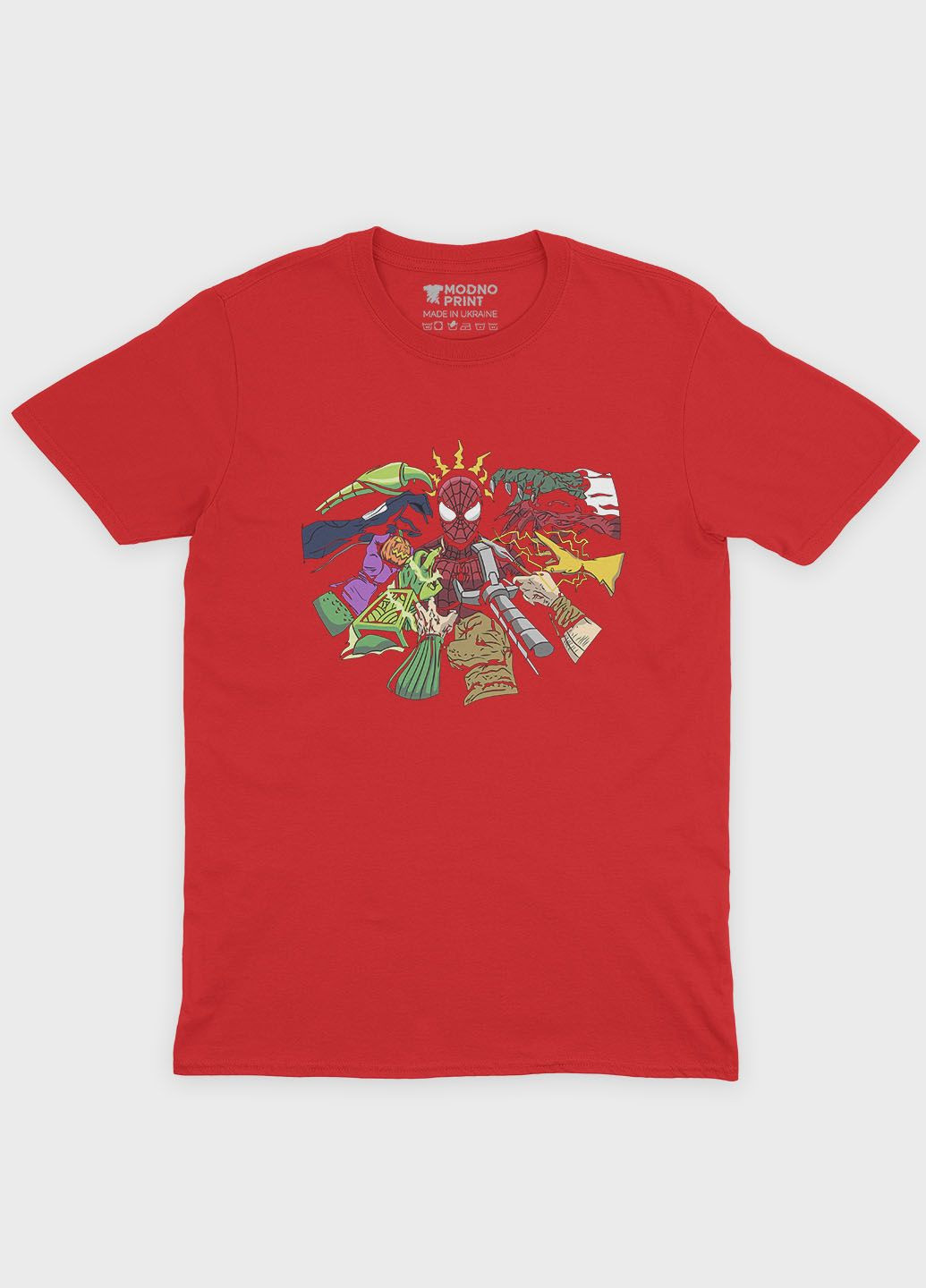 Красная демисезонная футболка для мальчика с принтом супергероя - человек-паук (ts001-1-sre-006-014-014-b) Modno