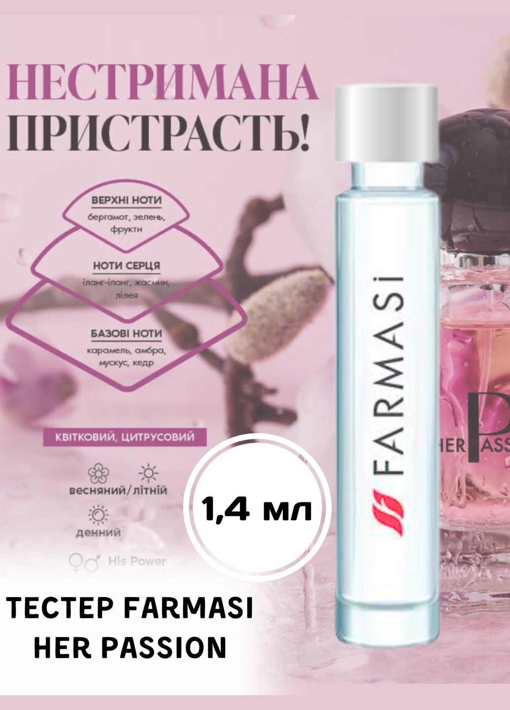 Тестер жіночої парфумерної води Her Passion 1,4 мл Farmasi (295064767)