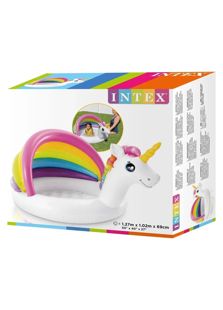 Дитячий надувний басейн 57113 «Єдиноріг» з навісом, 127 х 102 х 69 см Intex (298690304)