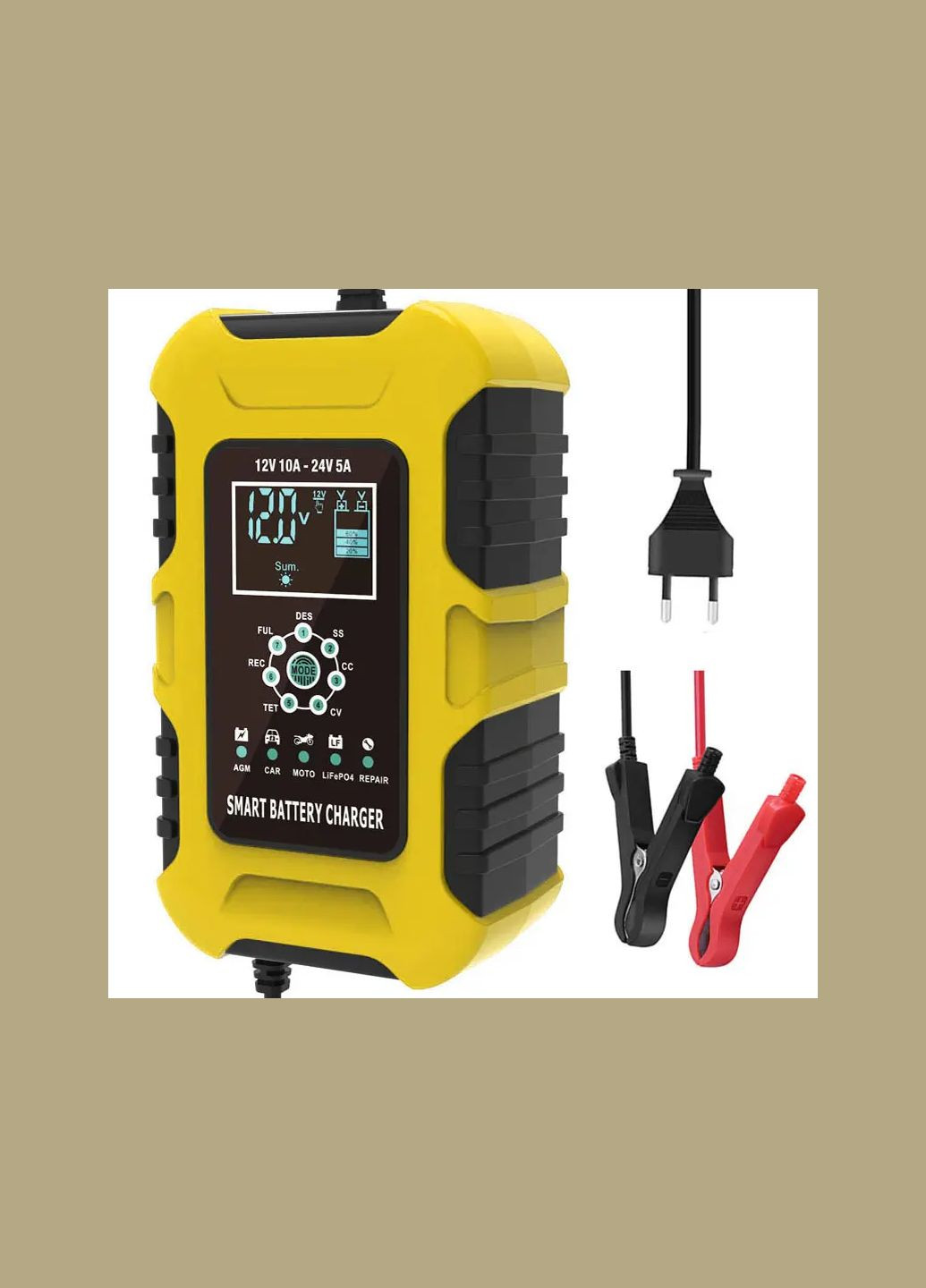 Імпульсний зарядний пристрій 12V-10A FBC122410D для автомобільного акумулятора Foxsur (360983942)