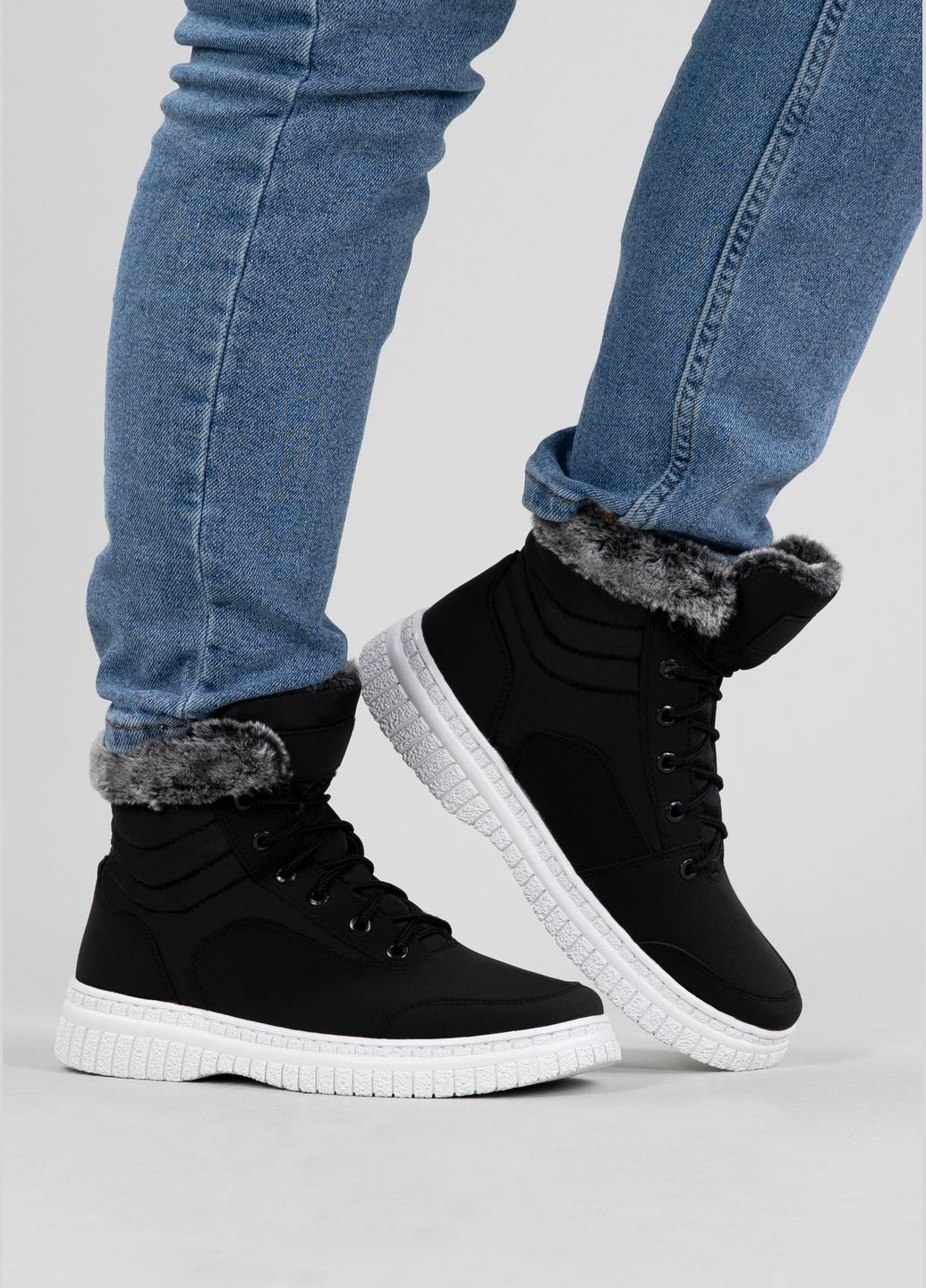 Дутики жіночі з хутром на шнурівку чорні (ЛБ 5/2) Lika (307147735)