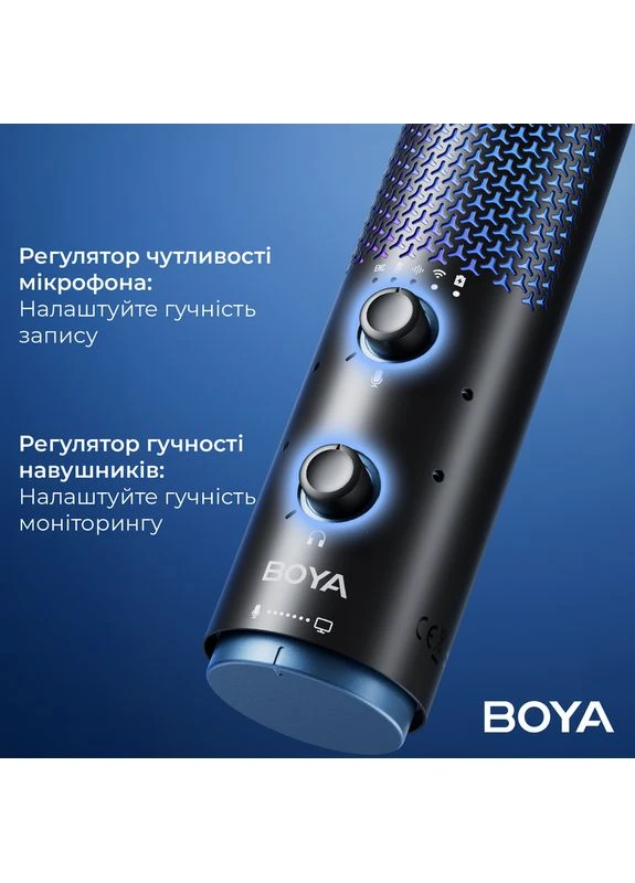 Бездротовий конденсаторний мікрофон K5-02 RGB Black Boya (389097029)