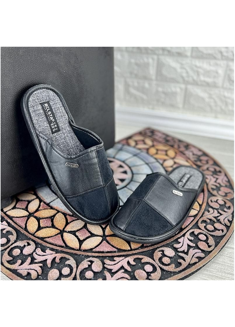 Черные чоловiчi кiмнатнi тапочки белста vs-00429 чорнi No Brand