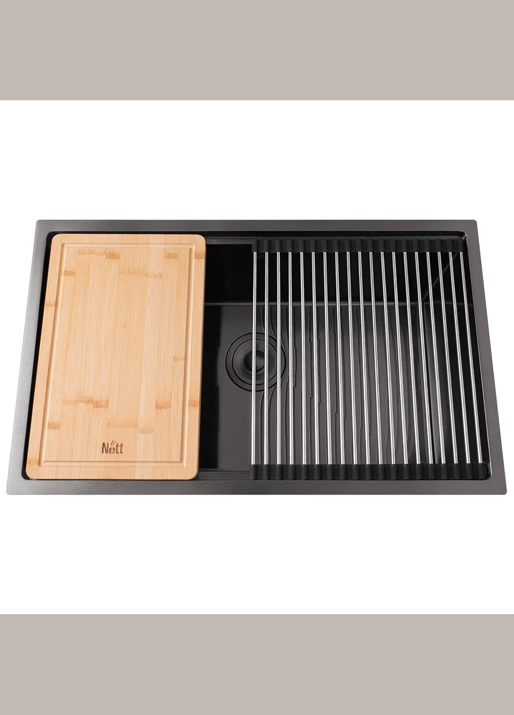 Черная мойка под столешницу 1.5 мм многофункциональная NB7042 Nett NB-7042 (316390466)