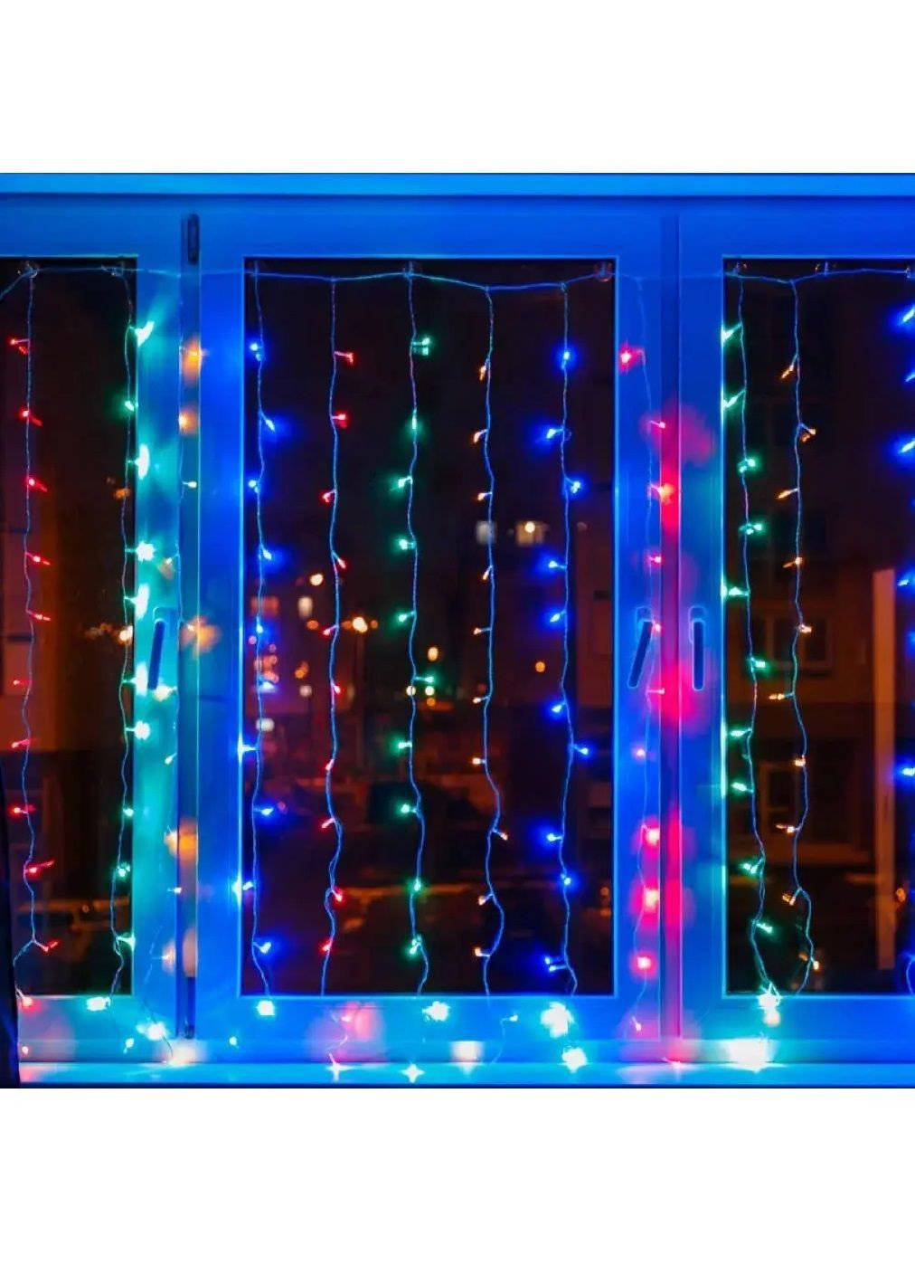 Гирлянда штора водопад светодиодная новогодняя на окно с работой от сети соединением гирлянд 2х2 м (481988-Prob) Разноцветная Unbranded (369414188)