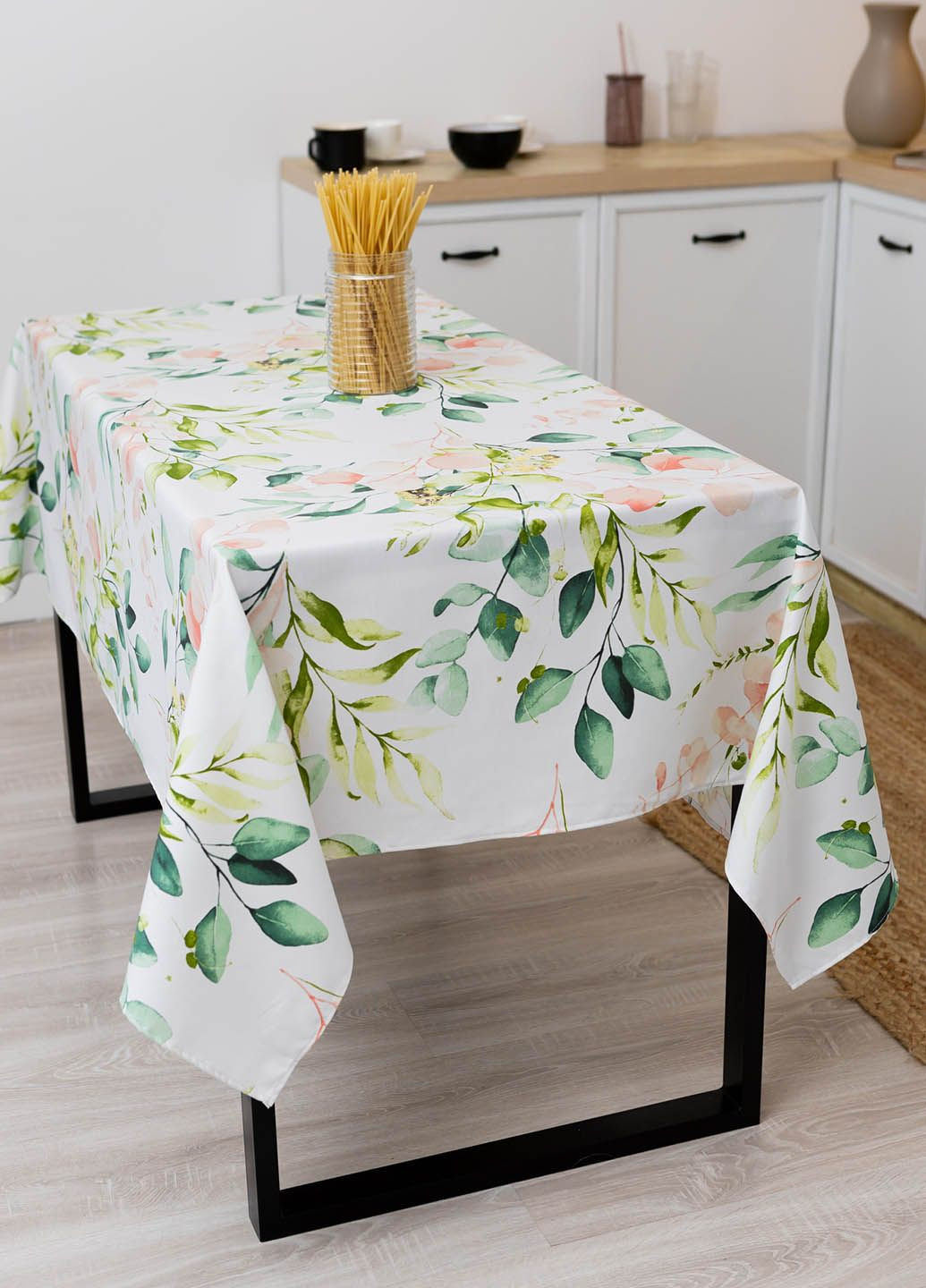 Скатерть с тефлоновым покрытием "Листочки зеленые" 2.2м х 1.8м Homedec - (318747136)