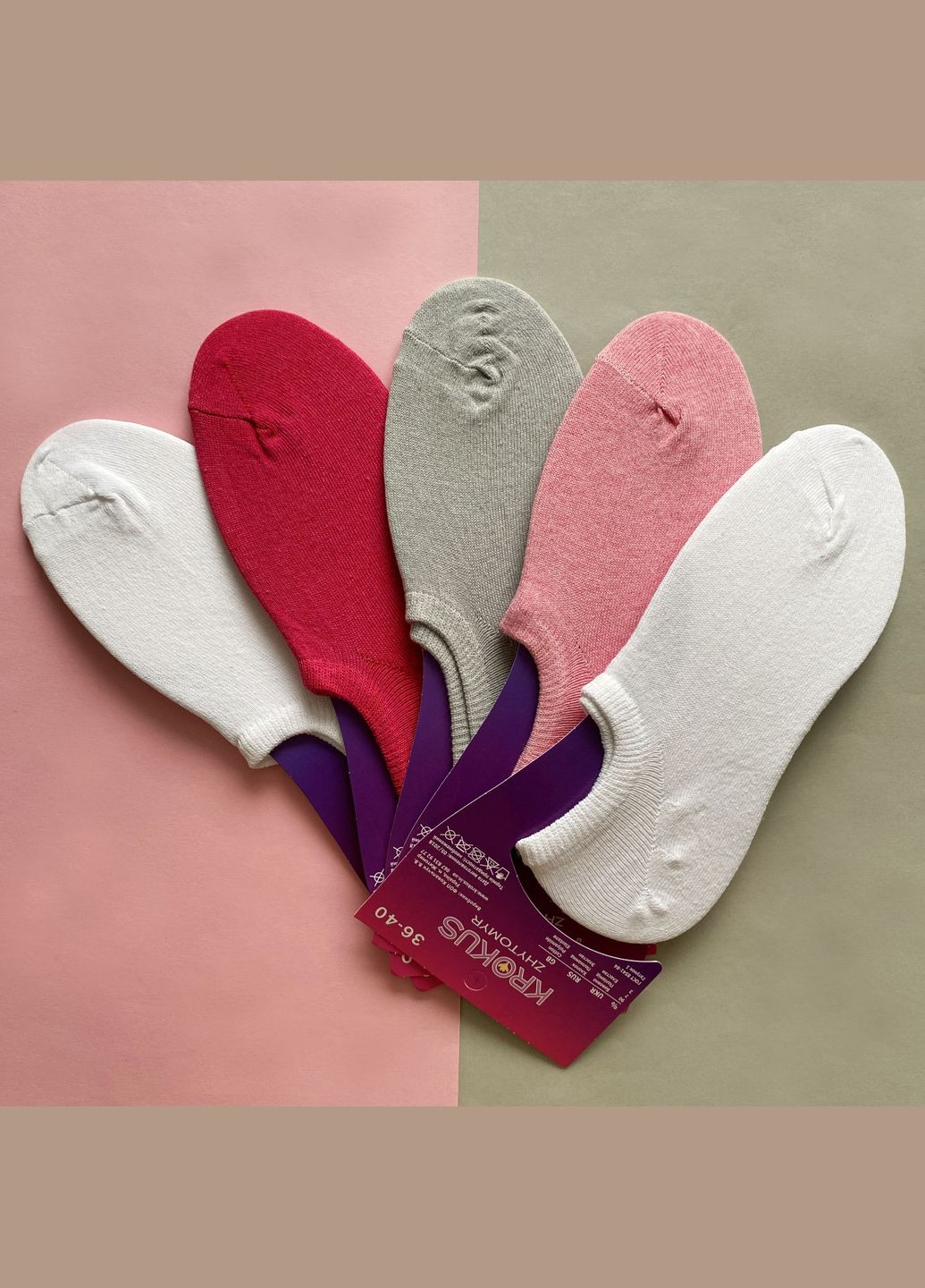 Комбіновані сліди жіночі, на картоні (бокові). однотонні. комплект з 3х пар. колір: кольоровий мікс. Крокус однотонні (335051359)