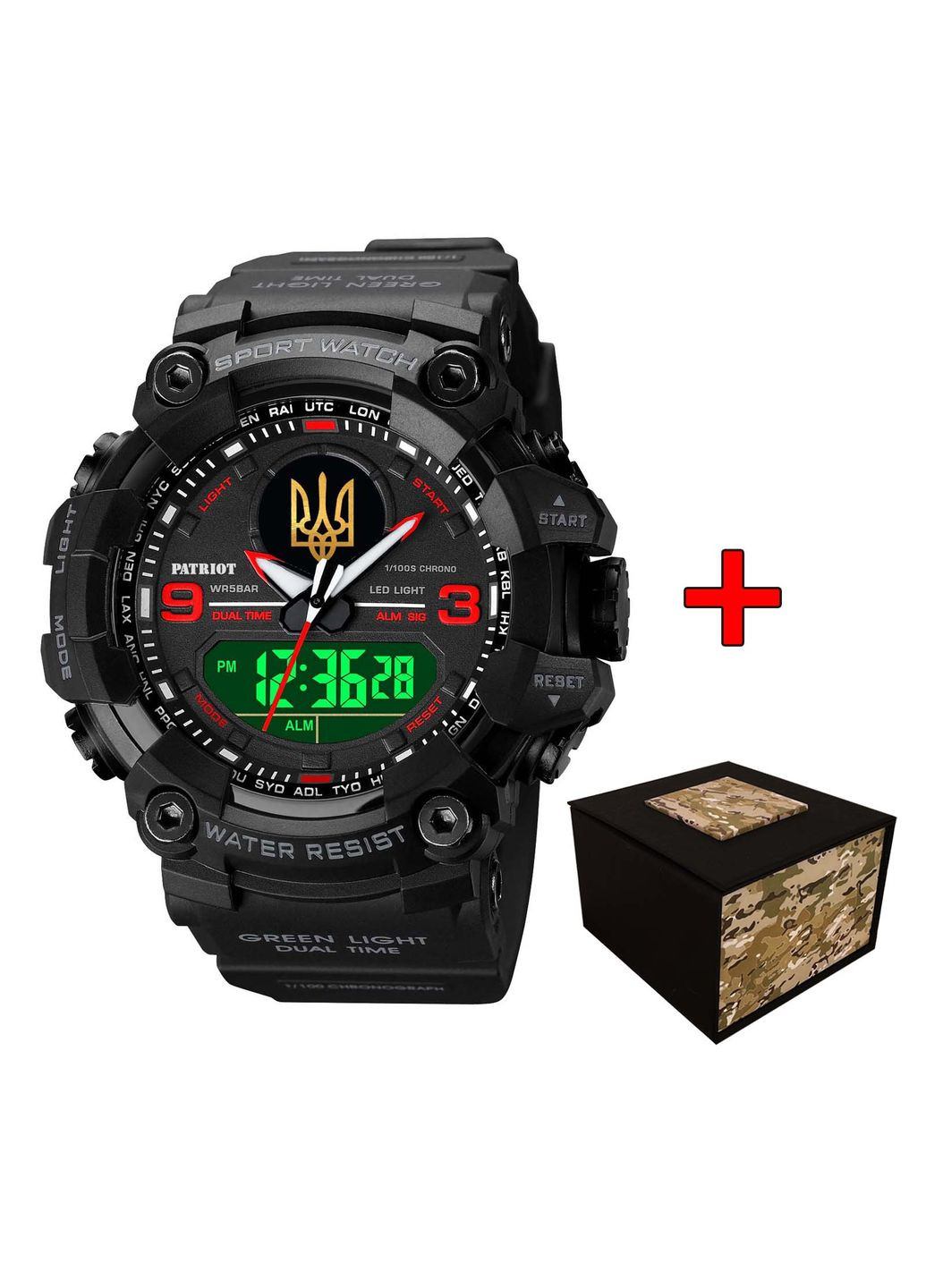 001RDUAGD Тризуб золото Чорні з червоним + Коробка. Patriot (341333865)