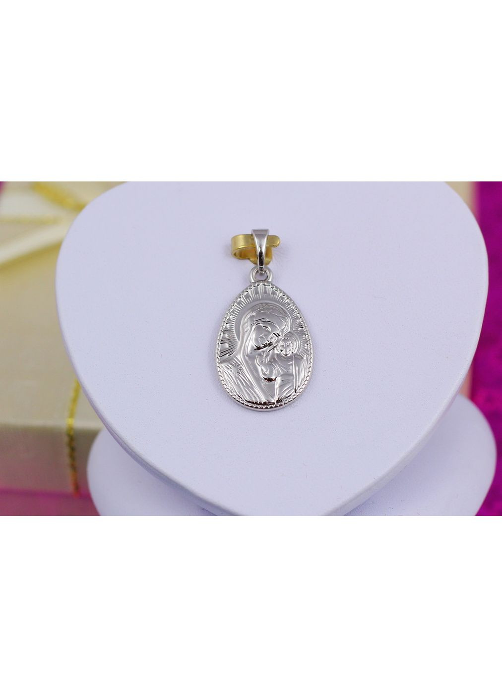 Ладанка овальна Марія з немовлям в променях 2 см срібляста love-shopping Xuping Jewelry (355799226)