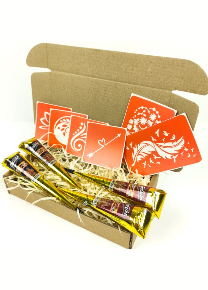 Набор хны с трафаретами для био-тату №3 henna-set-03 Fresh Tattoo (329886070)