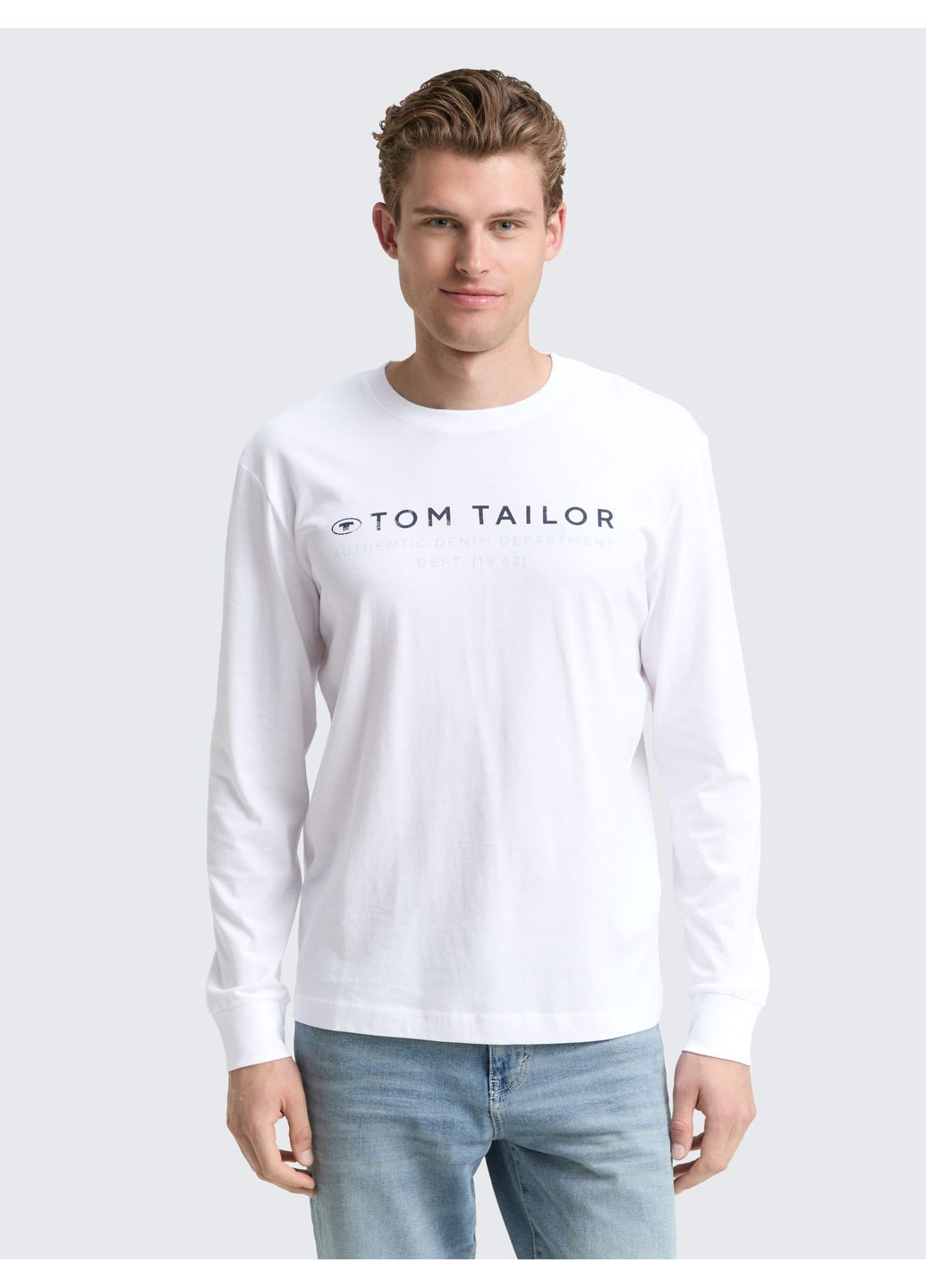 Белый демисезонный лонгслив Tom Tailor