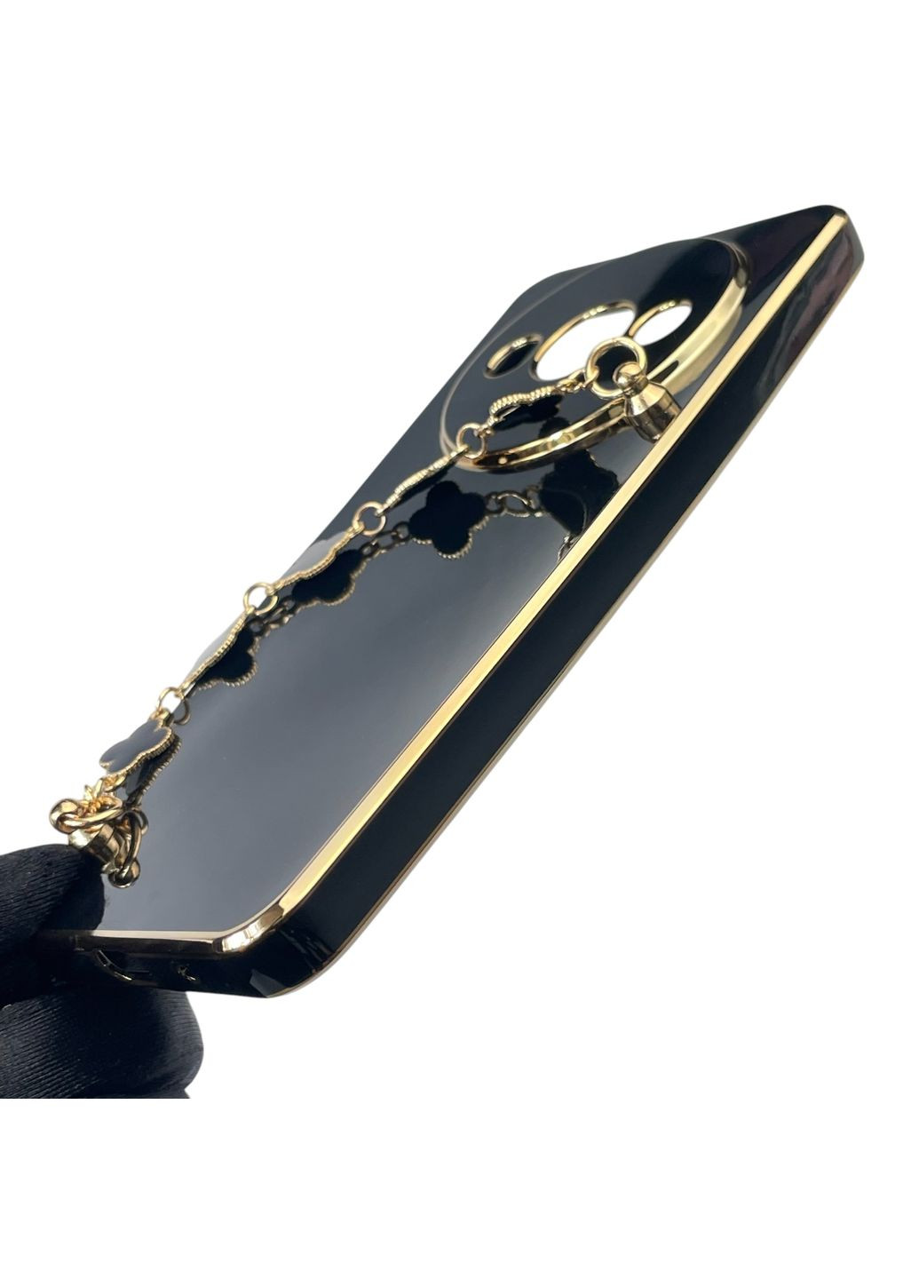 Чохол для телефона Redmi A3 жіночій із ремінцем з прикрасами та золотою окантовкою на сяомі редмі а3 чорний gs1 Xiaomi (366230539)