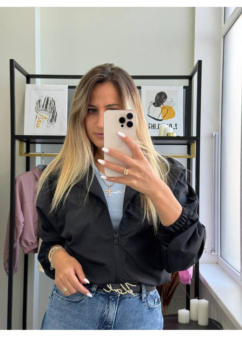 Повседневная черного цвета ветровка 5923-3 No Brand (358932283}