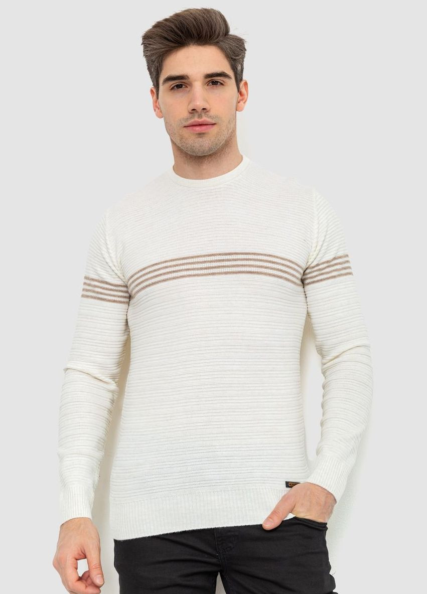 Комбинированный зимний свитер мужской, цвет молочно-бежевый, Ager