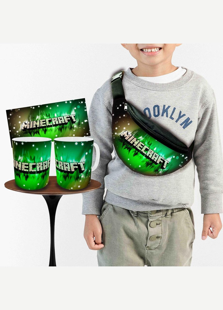 Набор: детская сумка-бананка+кружка Майнкрафт «Minecraft» 32х15см, бананка для мальчика через плечо на подарок (0282) No Brand (319760436)