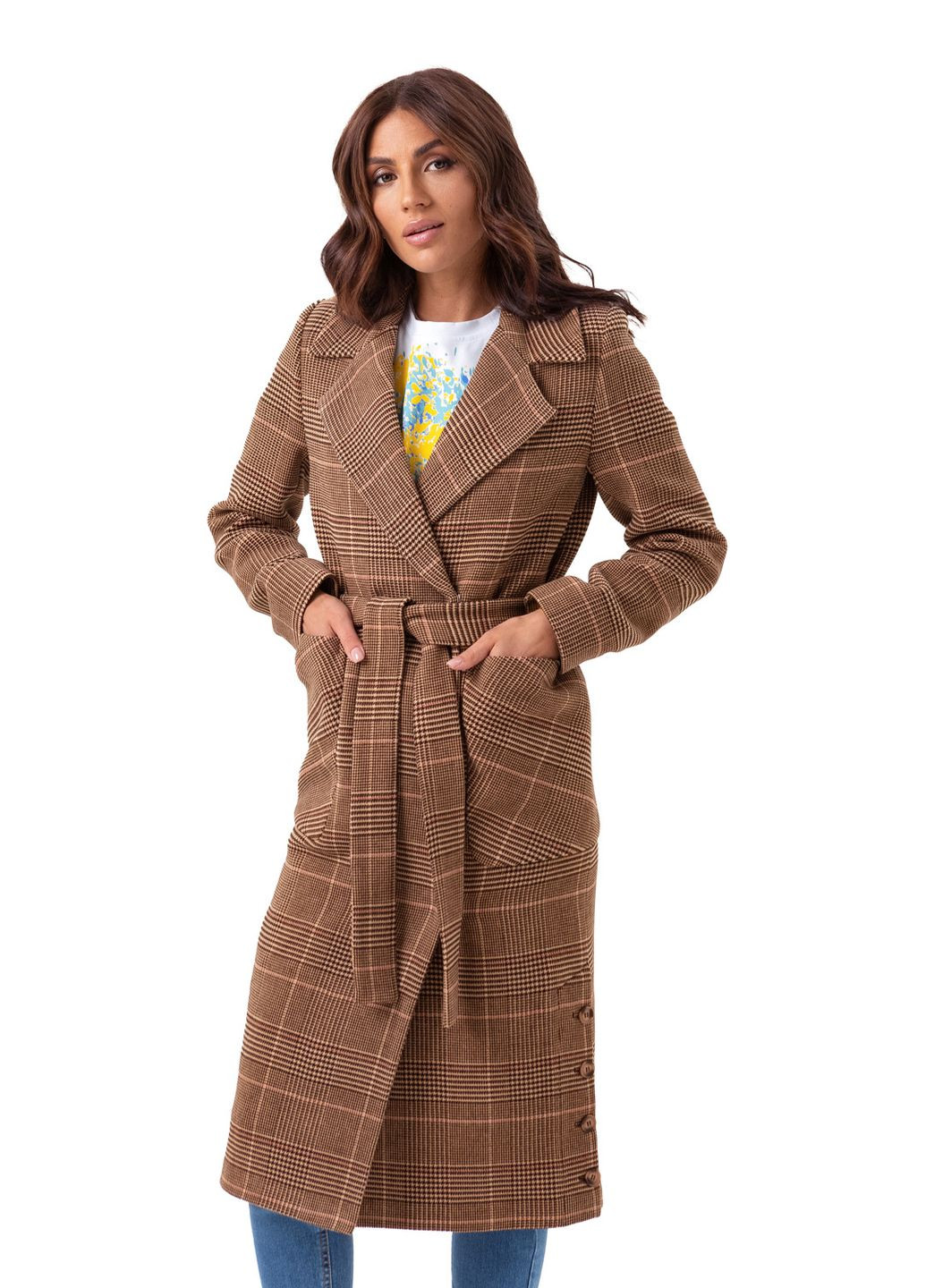 Кофейное демисезонное Пальто Асти корица(133) Emass