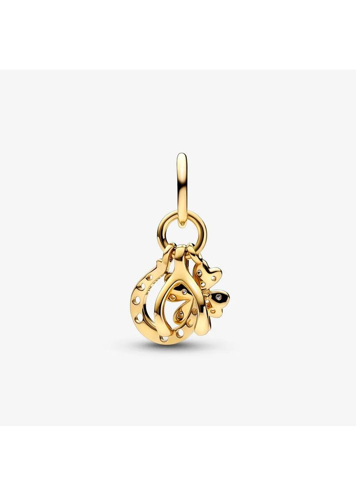 Срібний шарм Пандора "Підкова, конюшина та кістка бажань" 752337C01 Kabluchka (355346834)